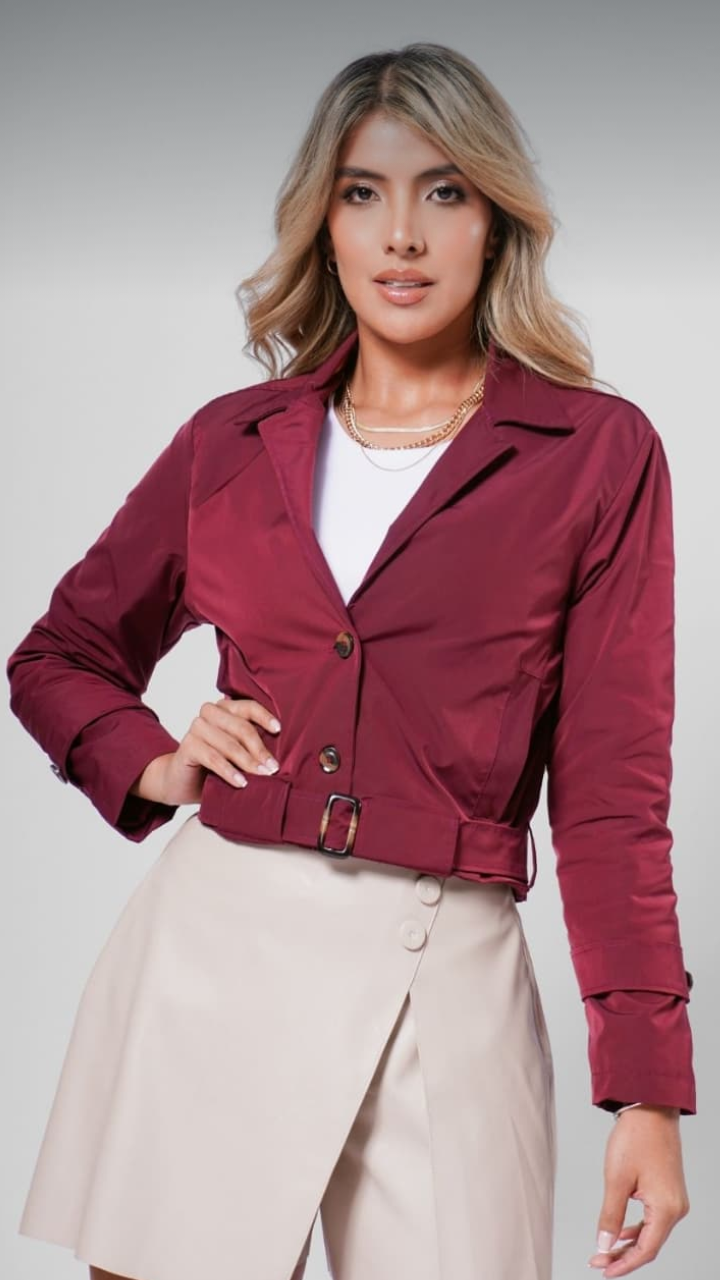 Chaqueta Roma, gabardina satinada, vinotinto, S, M, L, XL, $160(1)