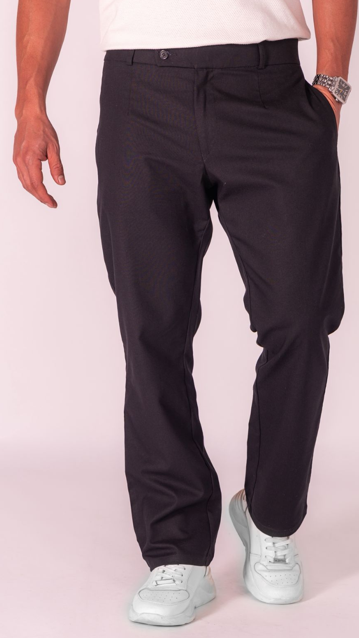 Pantalón Sorrento, lino, negro, 30-32-34, $110